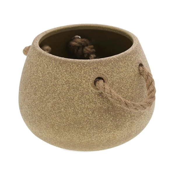 Vaso Decorativo em Cerâmica com Alça em Corda