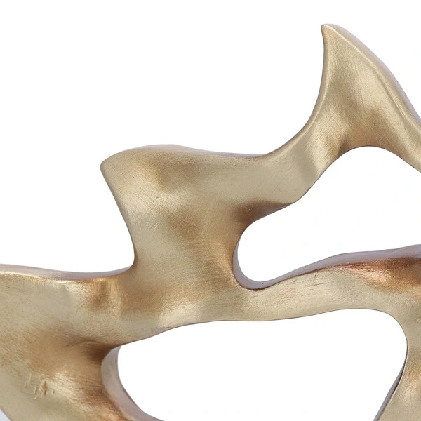 Escultura Orgânica Dourada com Base Branca