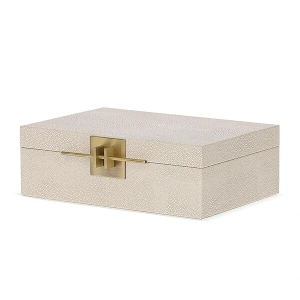 Caixa Decorativa em MDF com Revestimento em PU e Metais Dourados