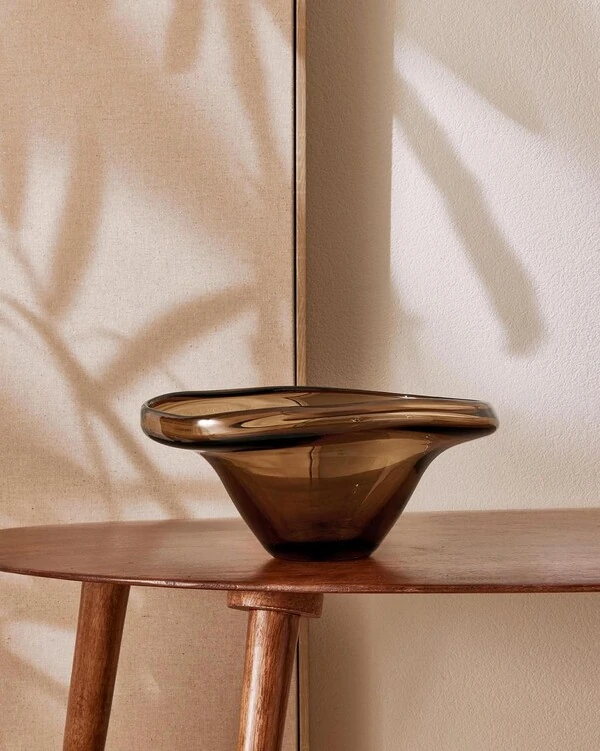 Centro de Mesa em Vidro Marrom