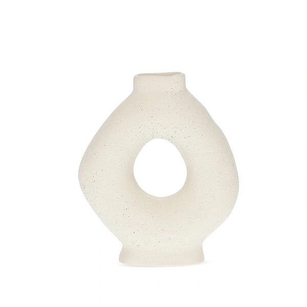 Vaso Decorativo em Cerâmica Off-White Vazado