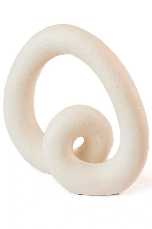 Escultura Decorativa Abstrata em Cerâmica Branca