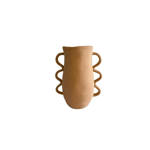 Vaso Decorativo em Cerâmica Terracota com Alças Onduladas