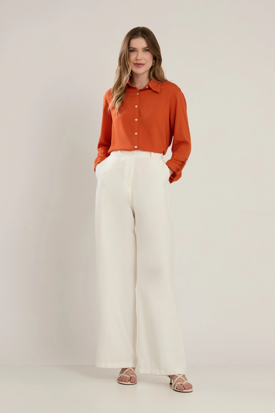 FotoCamisa Cenarium Lisa Tangerina