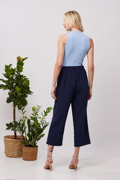 Cropped Cenarium Tricot Modal Gola Alta Azul Bebe