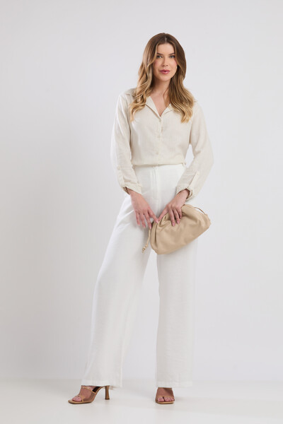 Foto Camisa Cenarium Viscolinho Listrado Cru