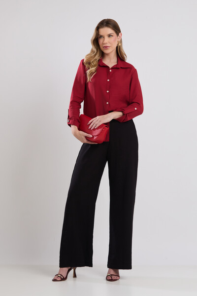 Foto Camisa Cenarium Tencel Vermelho Carmin