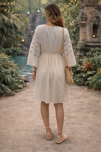 FotoVestido Midi Boho Off White Bordado