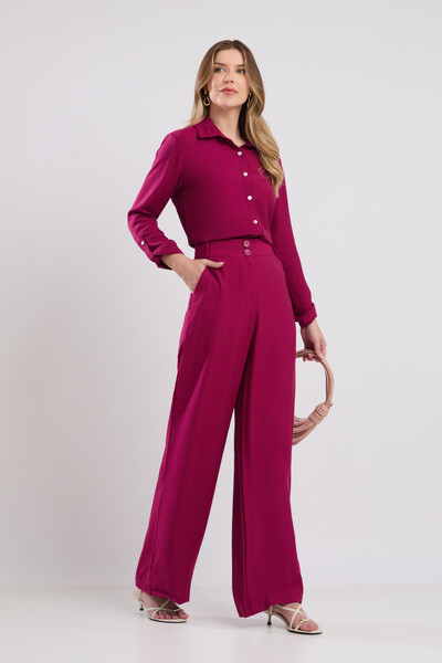 Foto Camisa Cenarium Tencel Fúcsia