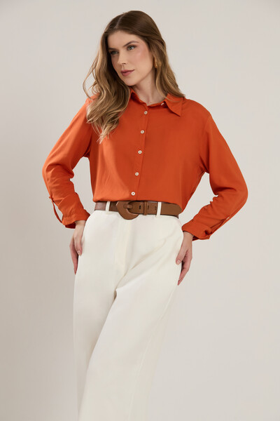 Foto Camisa Cenarium Lisa Tangerina