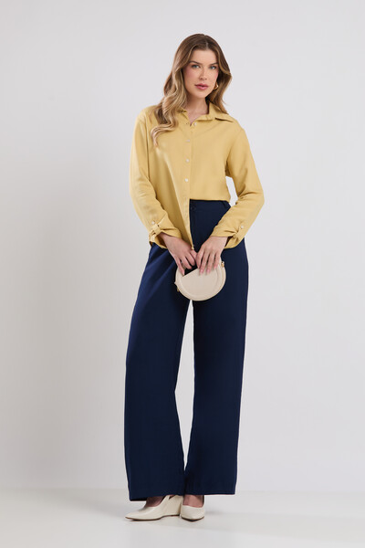 Foto Camisa Cenarium Tencel Amarelo Pêra