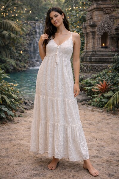 Foto Vestido Longo Laise Off White Romântico