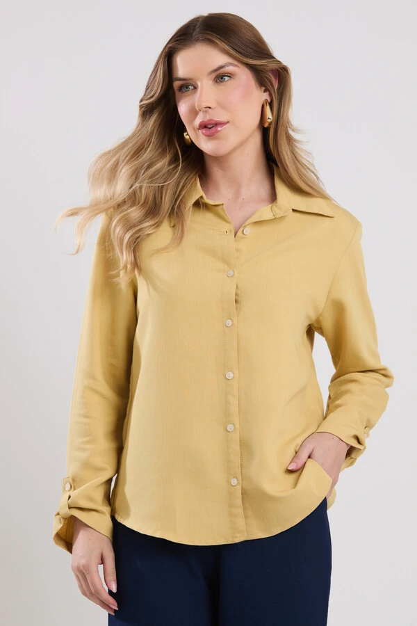 Camisa Cenarium Tencel Amarelo Pêra
