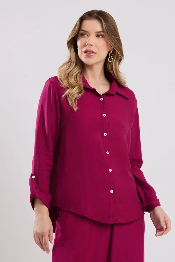 Camisa Cenarium Tencel Fúcsia