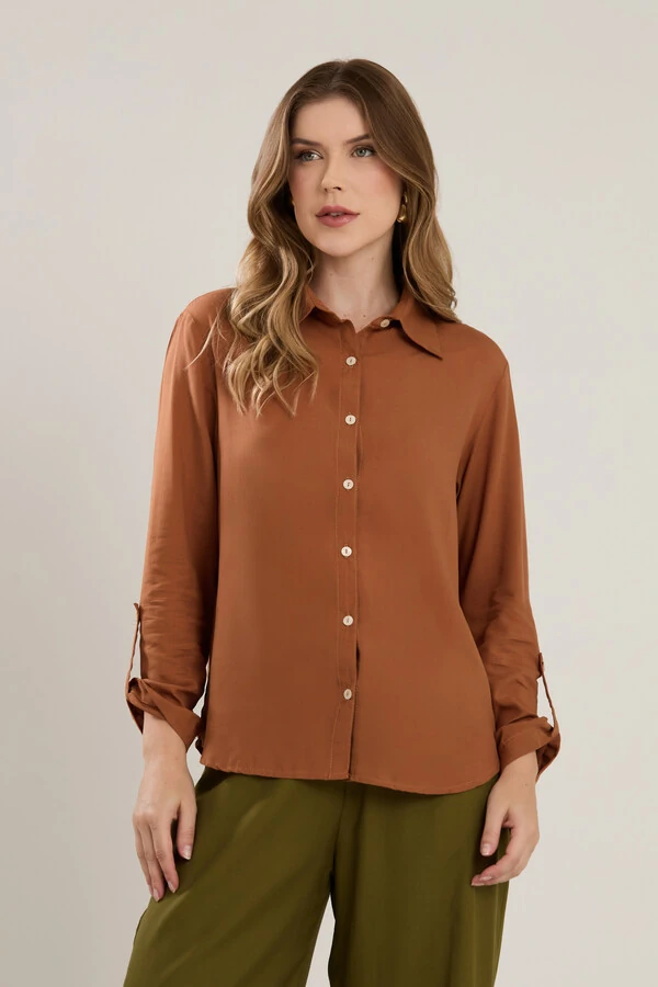 Camisa Cenarium Lisa Caramelo