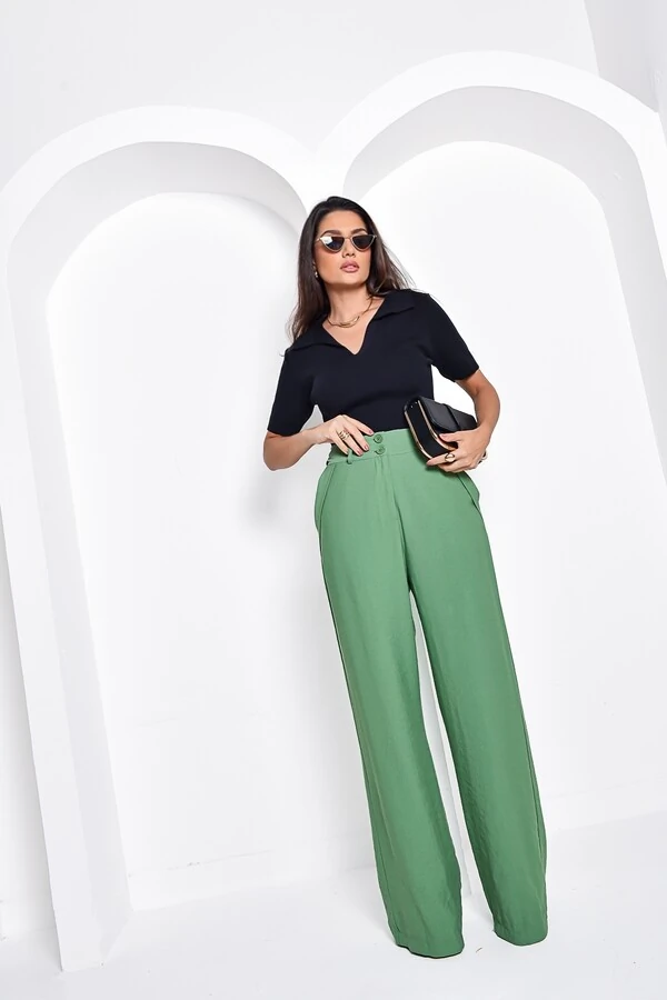 Calça Cenarium Pantalona Verde Horteã