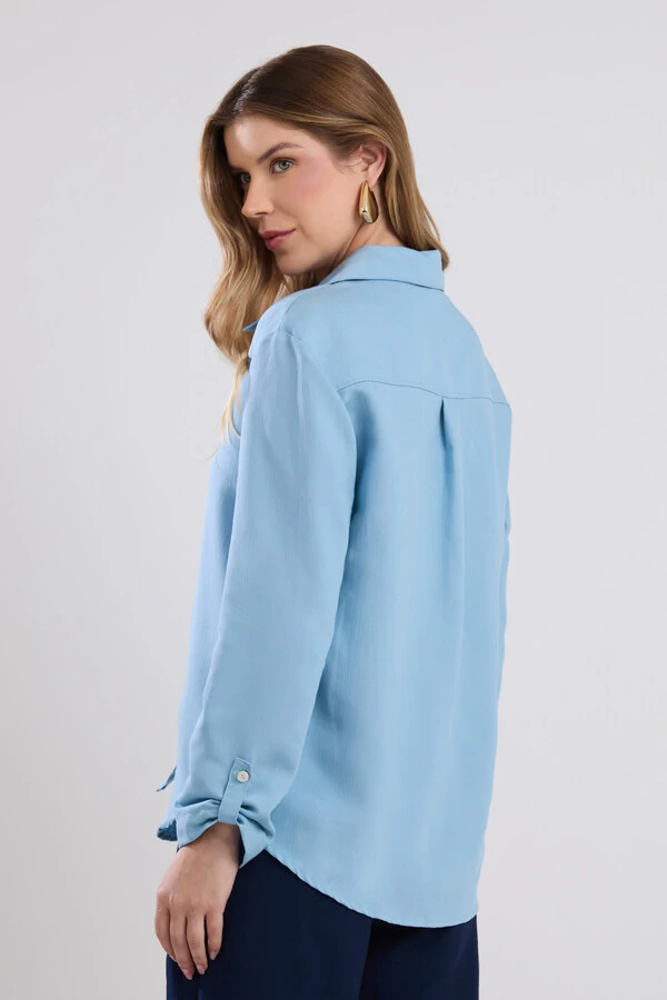 Camisa Cenarium Tencel Azul Caribe