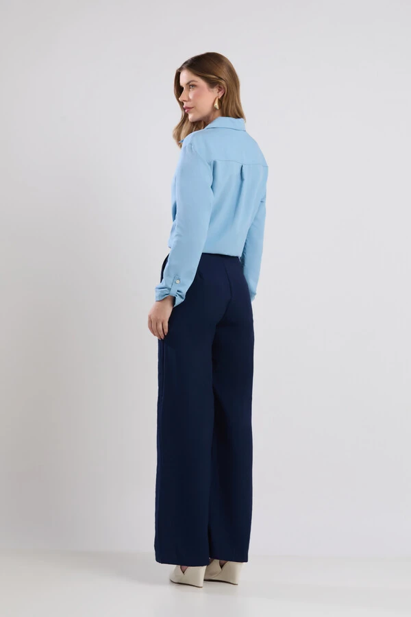 Camisa Cenarium Tencel Azul Caribe