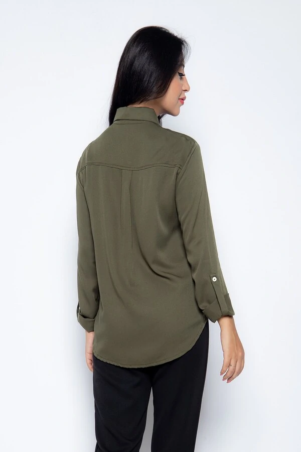 Camisa Cenarium Lisa Verde Militar