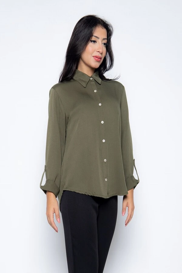 Camisa Cenarium Lisa Verde Militar