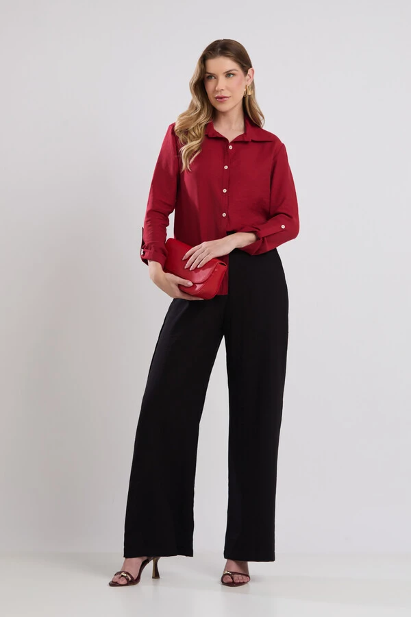 Camisa Cenarium Tencel Vermelho Carmin