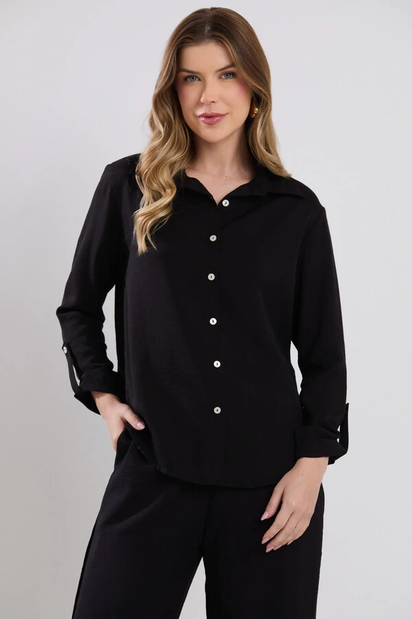 Camisa Cenarium Tencel Preta