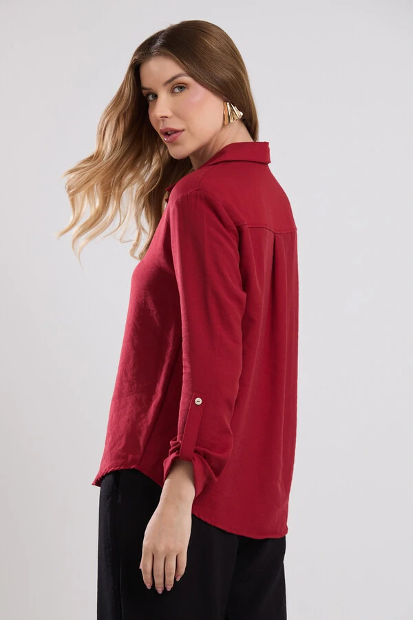 Camisa Cenarium Tencel Vermelho Carmin