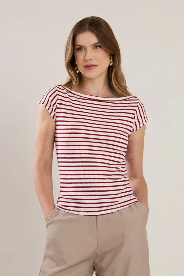 Blusa Cenarium Ribana Listrada Vinho
