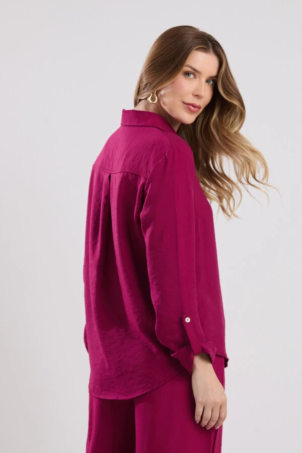 Camisa Cenarium Tencel Fúcsia