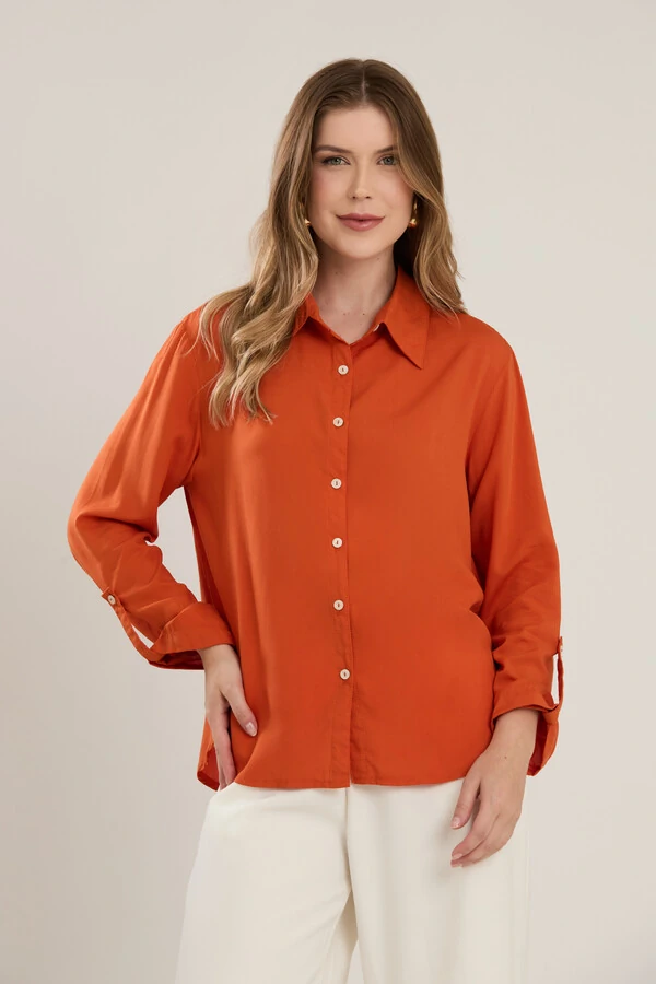 Camisa Cenarium Lisa Tangerina