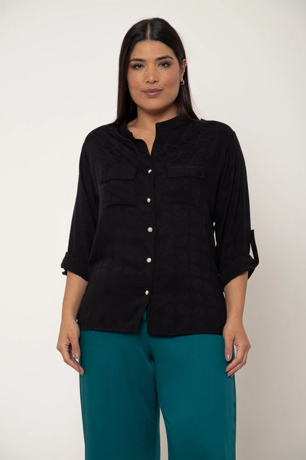 Camisa Cenarium Lisa Folha Preta
