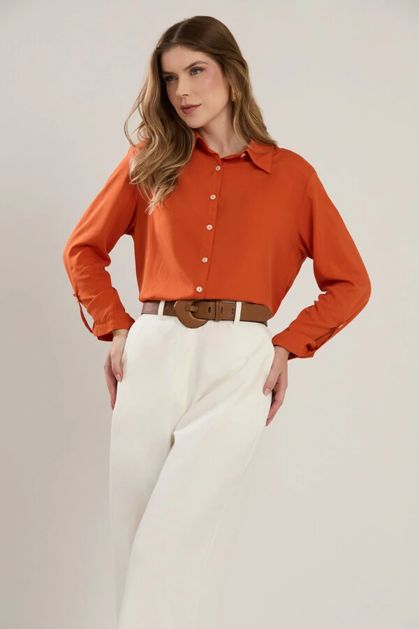 Camisa Cenarium Lisa Tangerina