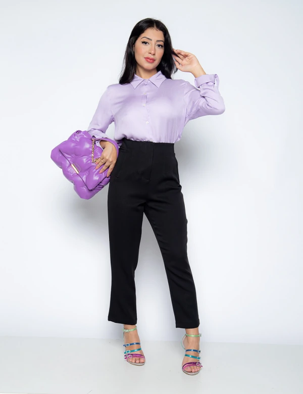 Camisa Cenarium Lisa Gola Classica Lilás