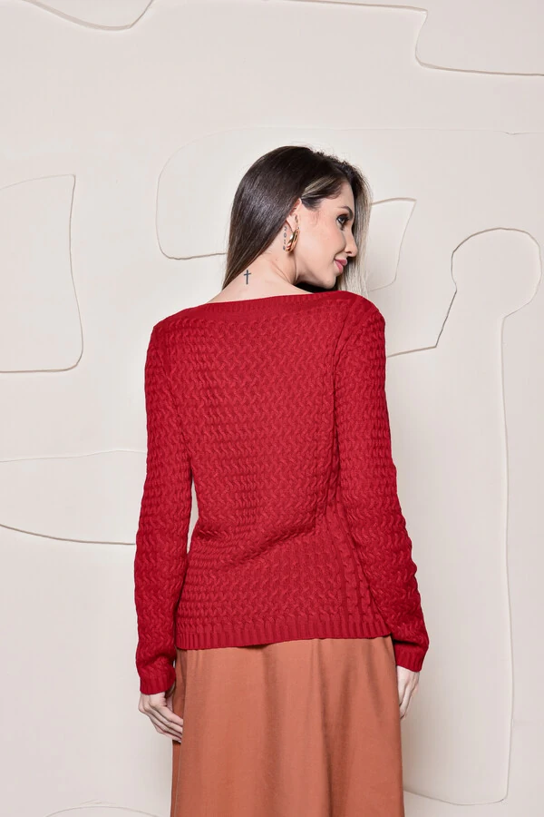 Blusa tricot Cenarium Trancinha Vermelha