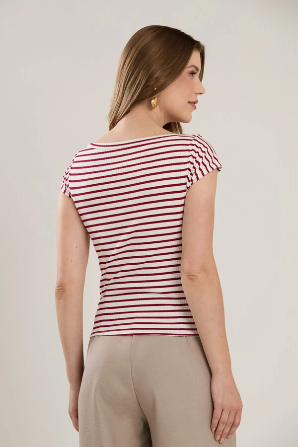 Blusa Cenarium Ribana Listrada Vinho