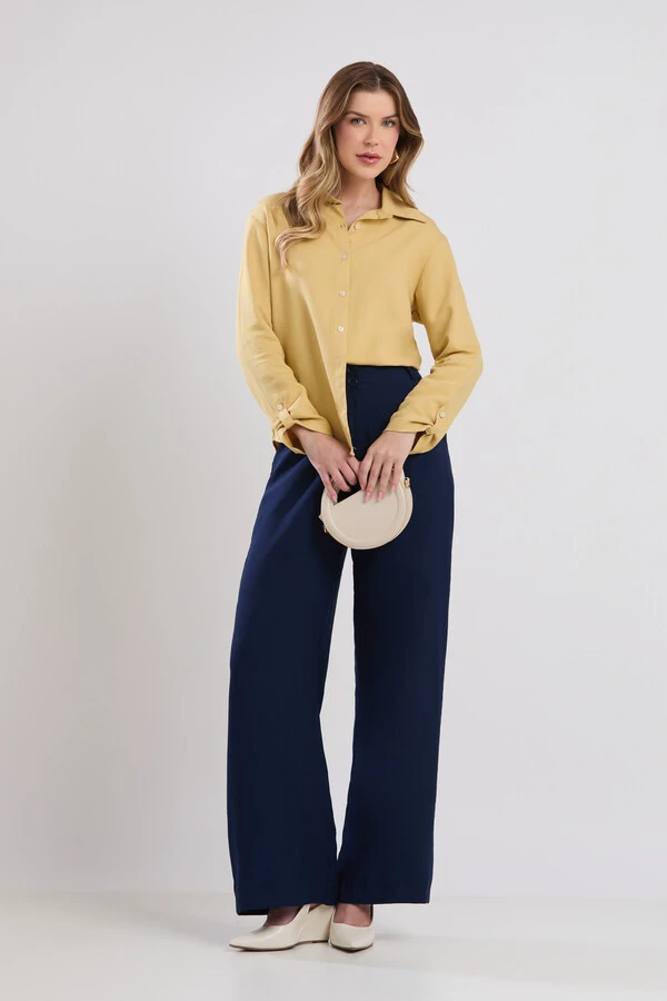 Camisa Cenarium Tencel Amarelo Pêra