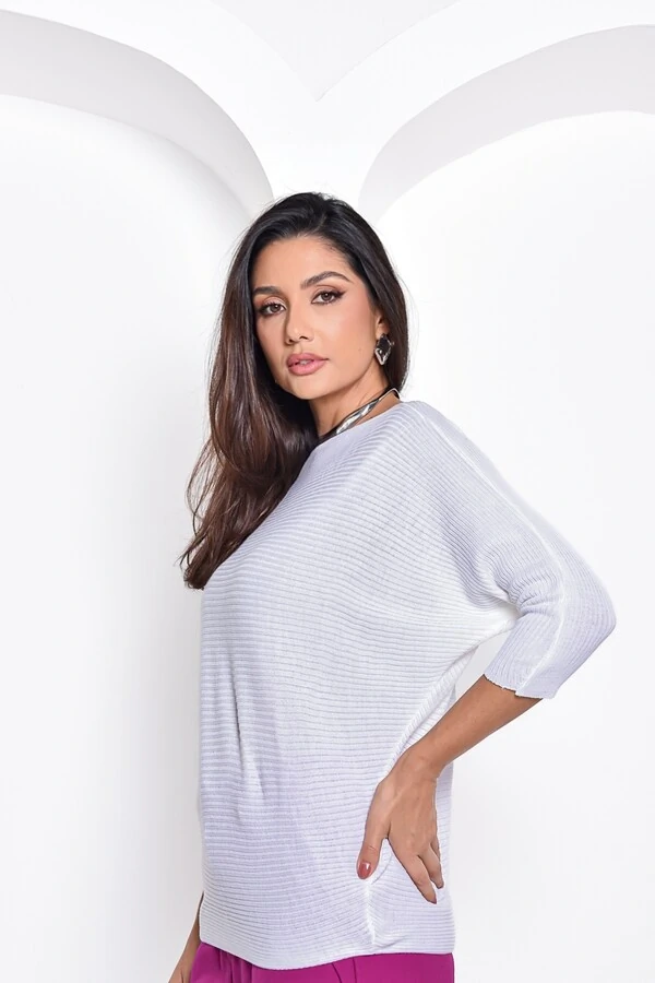 Blusa tricot Cenarium Morcego Branca