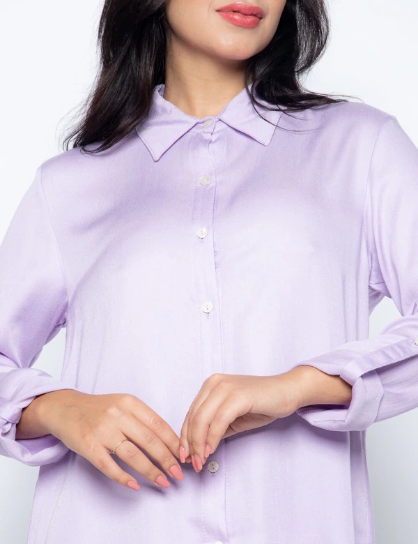 Camisa Cenarium Lisa Gola Classica Lilás