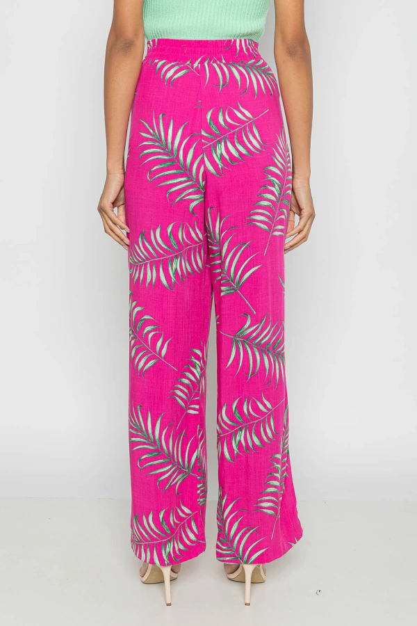 Calça Cenarium Pantalona Folhagem Pink