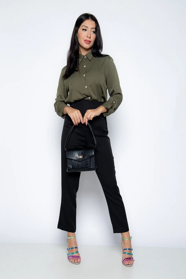 Camisa Cenarium Lisa Verde Militar