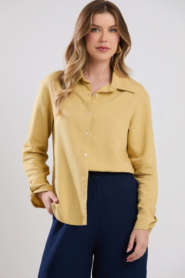 Camisa Cenarium Tencel Amarelo Pêra
