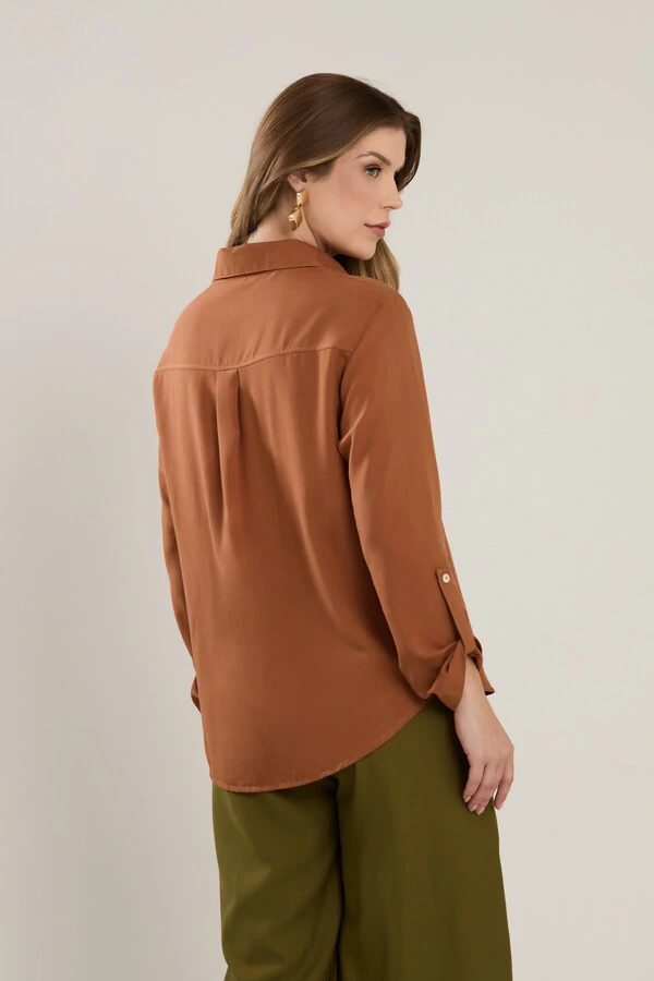 Camisa Cenarium Lisa Caramelo