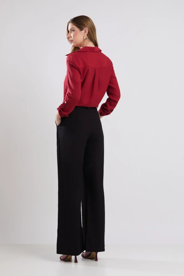 Camisa Cenarium Tencel Vermelho Carmin