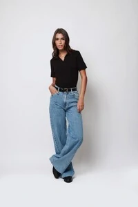 Blusa Polo Tricot Modal Manga Curta