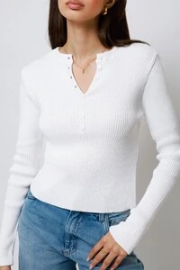 Blusa Amore Botões Tricot Manga Longa