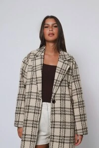 Casaco Sobretudo Xadrez Tweed Oversized