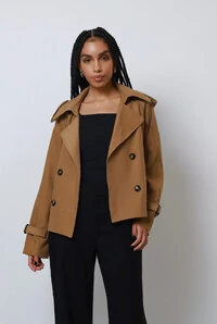 Jaqueta Trench Coat Curta Alfaiataria