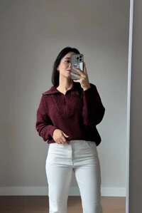 Blusão Tricot Gola Polo e Ziper