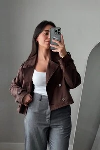 Jaqueta Trench Coat Curta Alfaiataria