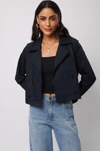 Jaqueta Trench Coat Curta Alfaiataria
